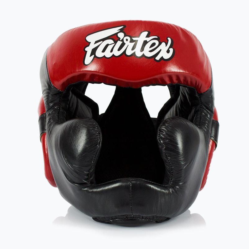 Боксерський шолом для спарингу Fairtex Diagonal Vision - повне покриття голови чорний/червоний 2