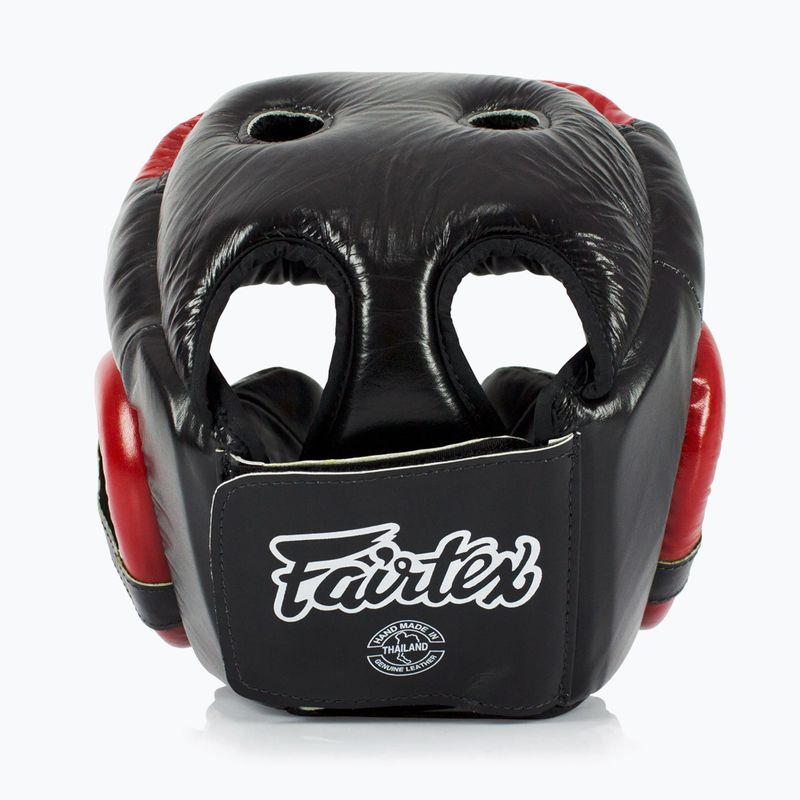 Боксерський шолом для спарингу Fairtex Diagonal Vision - повне покриття голови чорний/червоний 3