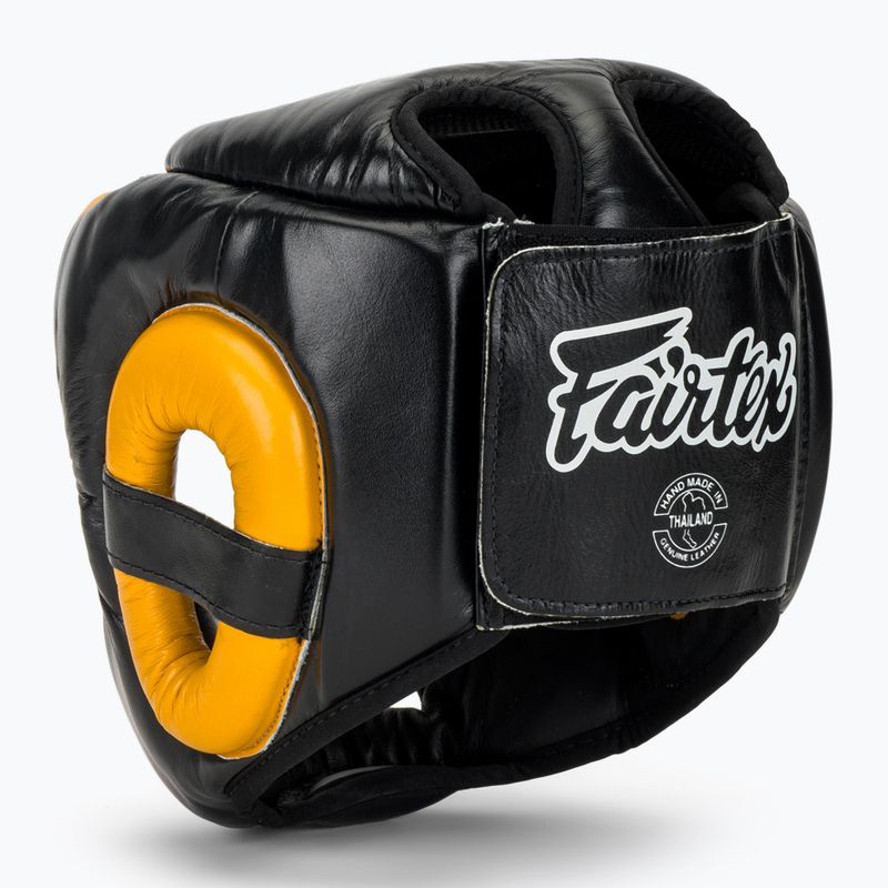Боксерський шолом для спарингу Fairtex Diagonal Vision - повне покриття голови чорний/жовтий 3
