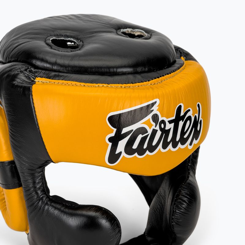 Боксерський шолом для спарингу Fairtex Diagonal Vision - повне покриття голови чорний/жовтий 4