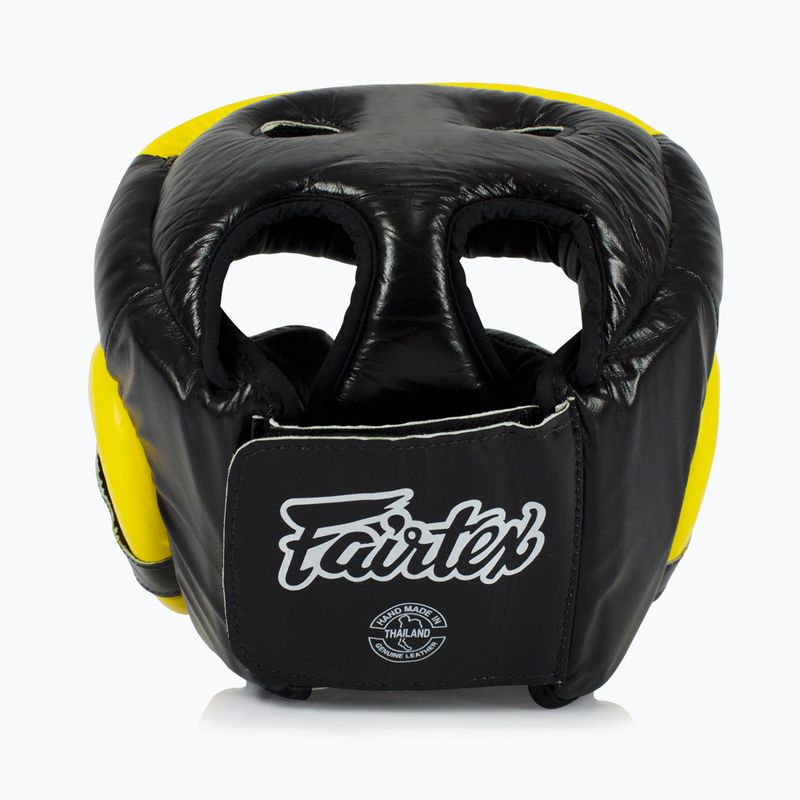 Боксерський шолом для спарингу Fairtex Diagonal Vision - повне покриття голови чорний/жовтий 3