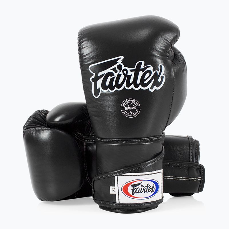 Стильні кутові спаринг-боксерські рукавички Fairtex - закритий великий палець чорні 4