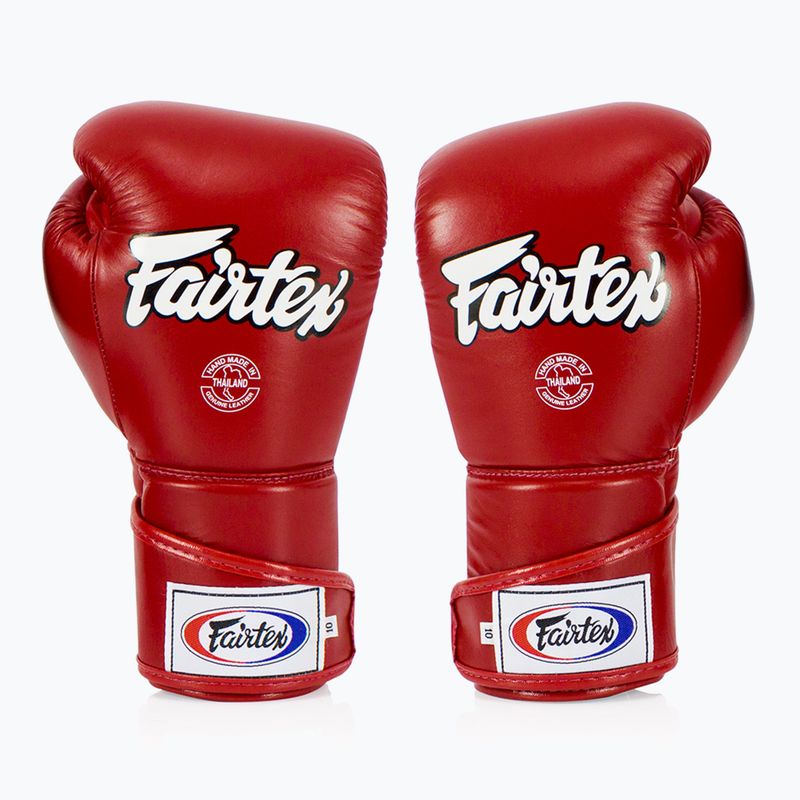 Стильні кутові спаринг-боксерські рукавички Fairtex - закритий великий палець червоні