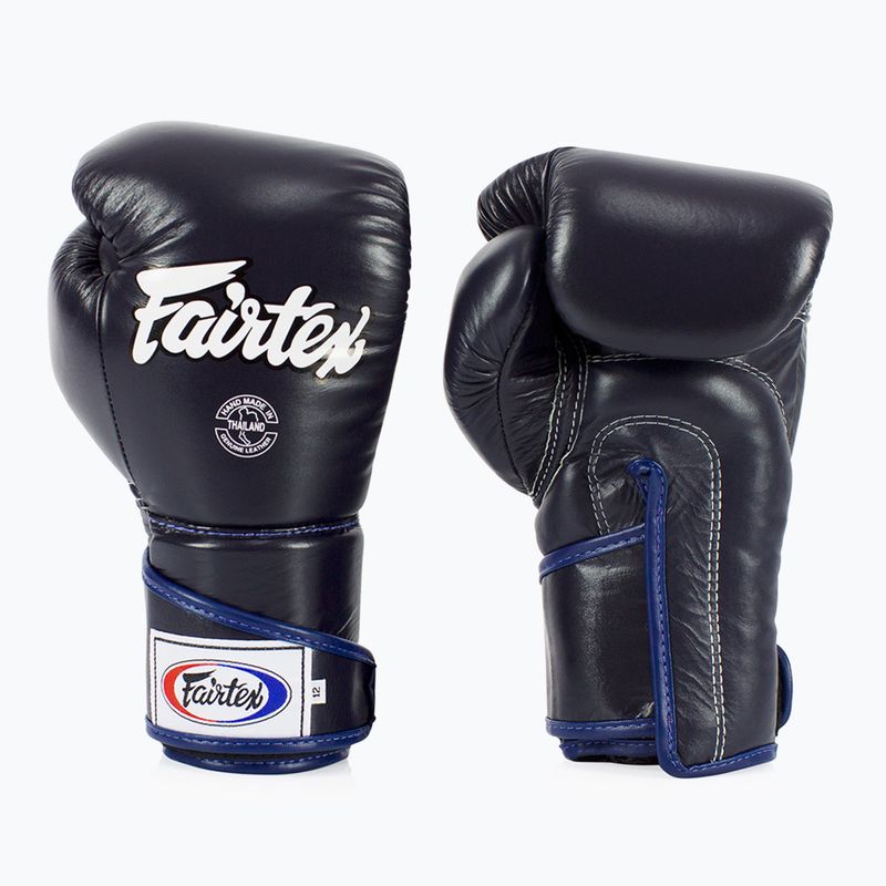 Стильні кутові спаринг-боксерські рукавички Fairtex - закритий великий палець сині