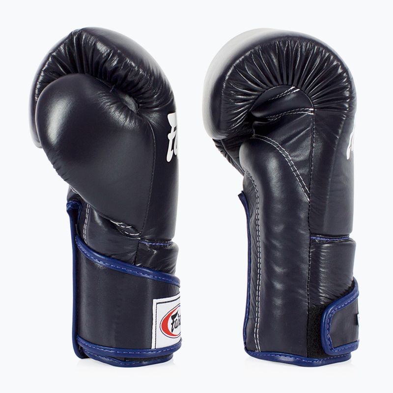 Стильні кутові спаринг-боксерські рукавички Fairtex - закритий великий палець сині 3