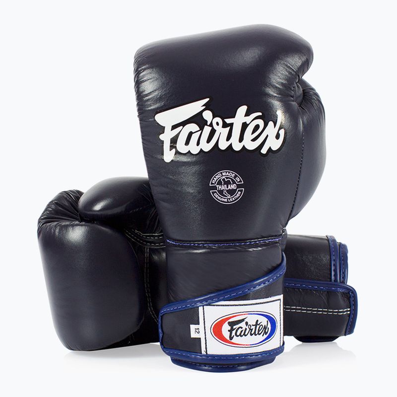 Стильні кутові спаринг-боксерські рукавички Fairtex - закритий великий палець сині 4