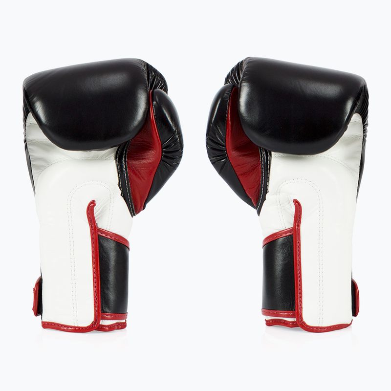 Стильні кутові спаринг-боксерські рукавички Fairtex - закритий великий палець чорний/білий/червоний 2