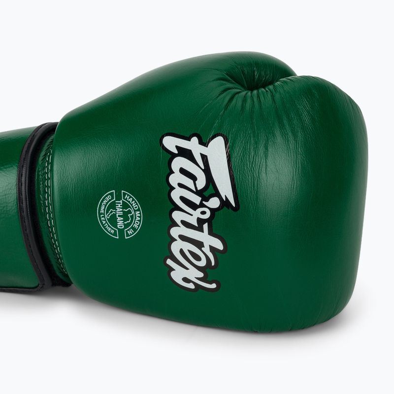 Боксерські рукавички з натуральної шкіри Fairtex зелені 5