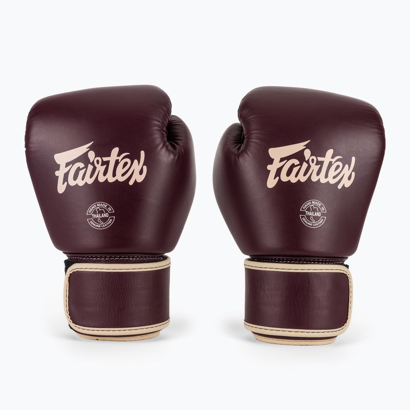 Боксерські рукавички з натуральної шкіри Fairtex бордові 2