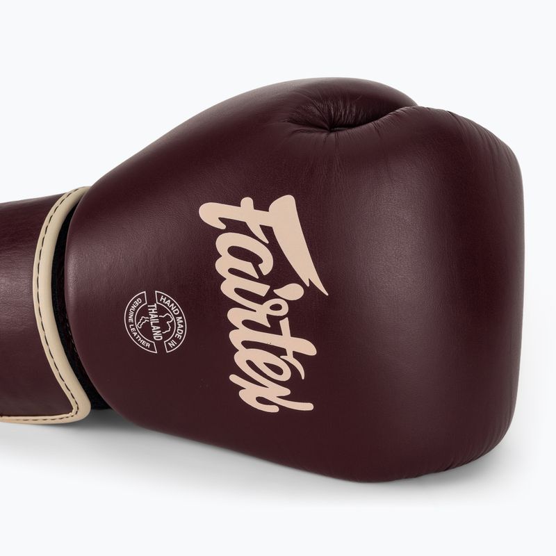 Боксерські рукавички з натуральної шкіри Fairtex бордові 5