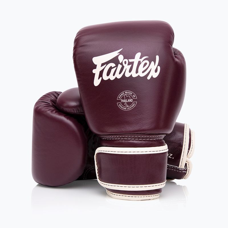 Боксерські рукавички з натуральної шкіри Fairtex бордові 4