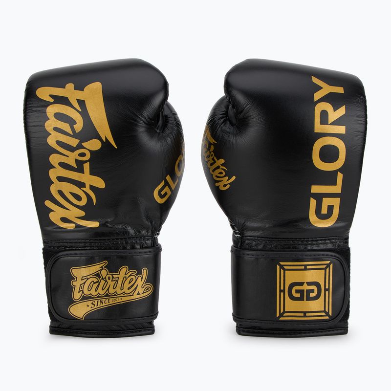 Боксерські рукавички Fairtex Glory Competition мереживні на липучках чорні 2