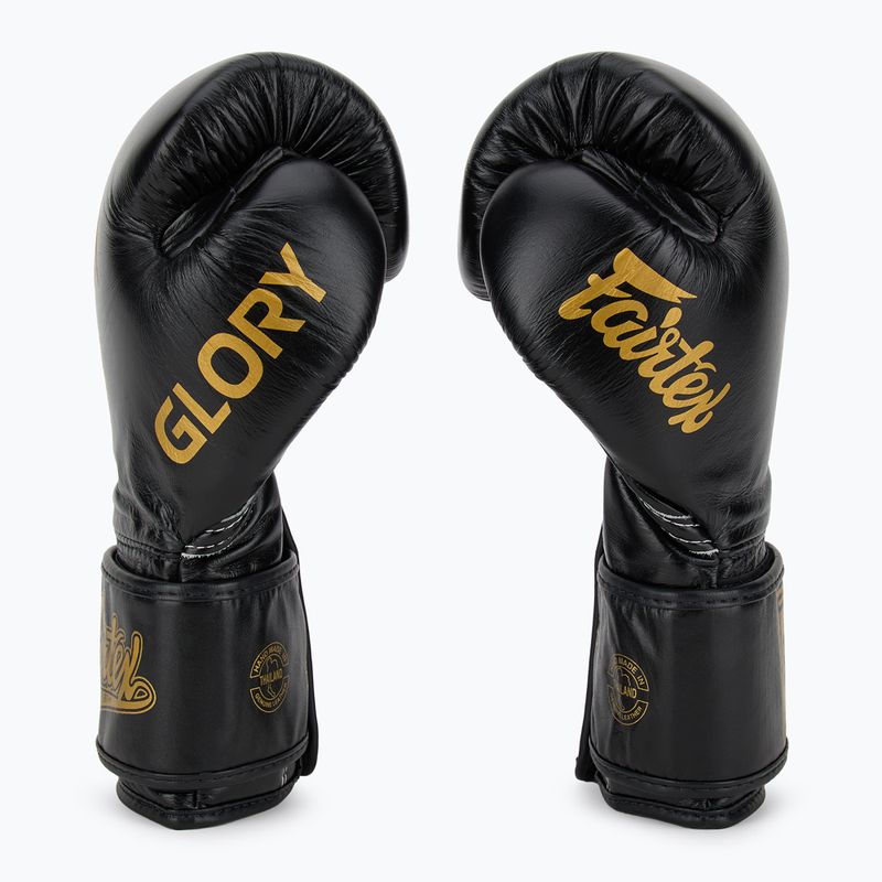 Боксерські рукавички Fairtex Glory Competition мереживні на липучках чорні 4