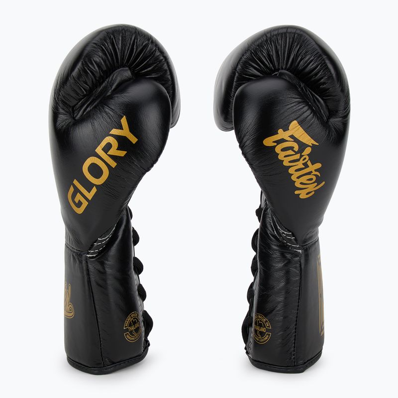 Боксерські рукавички Fairtex Glory Competition на шнурівці чорні 4