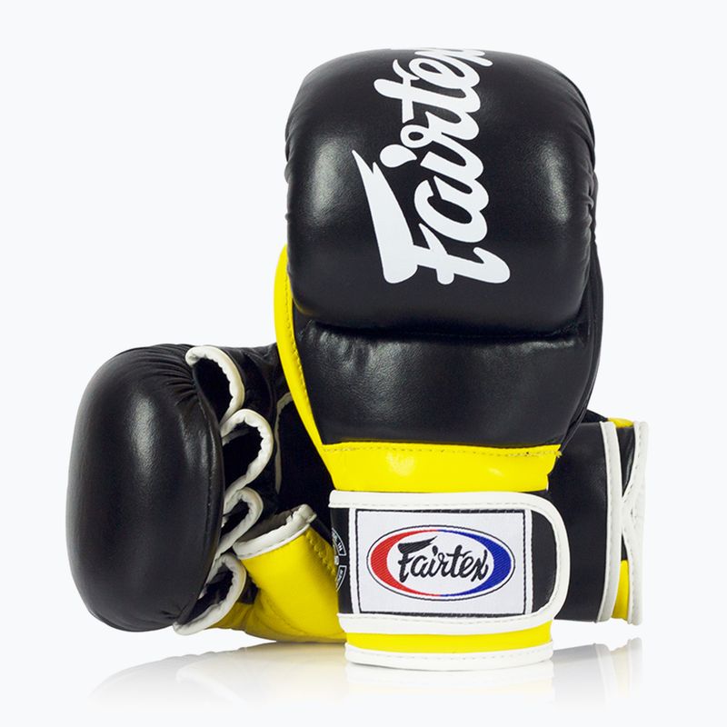 Рукавички для боротьби Fairtex Super Sparring Grappling чорні/жовті 4