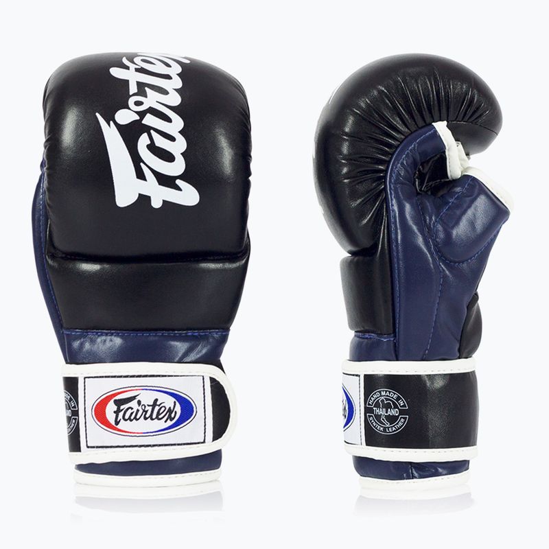 Рукавички для боротьби Fairtex Super Sparring Grappling Gloves чорні/сині 3