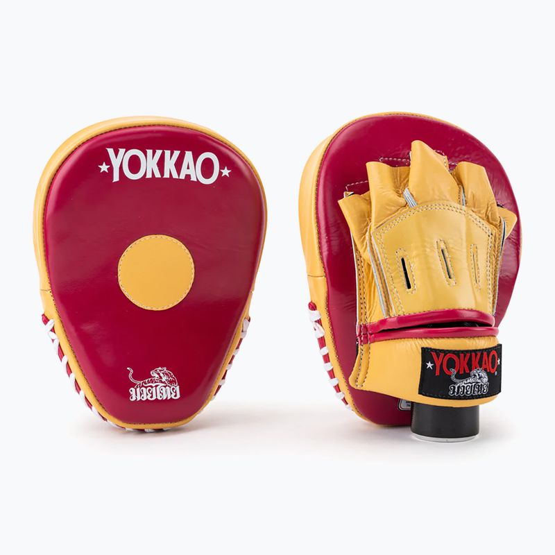 Щитки тренувальні YOKKAO Focus Mitts Open червоно-жовті FYML-21 2