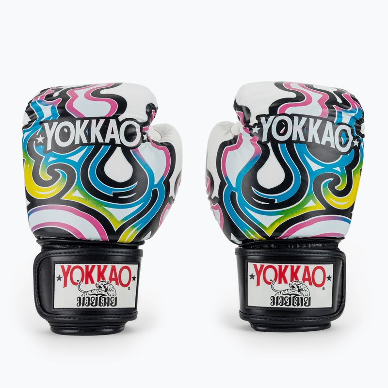 Рукавиці боксерські чоловічі YOKKAO Flames white 2