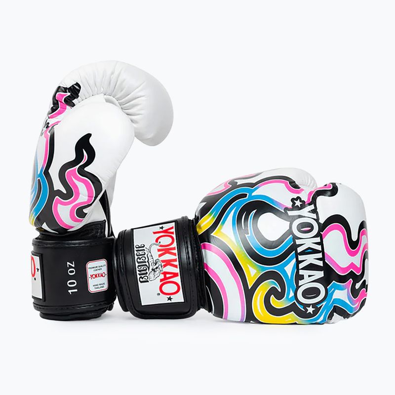 Рукавиці боксерські чоловічі YOKKAO Flames white 3