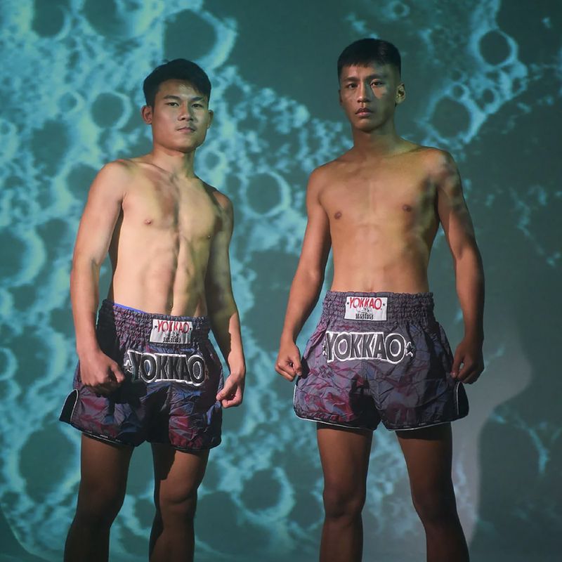 Шорти для тренувань чоловічі YOKKAO Lunar Muay Thai iridescent blue grey 12