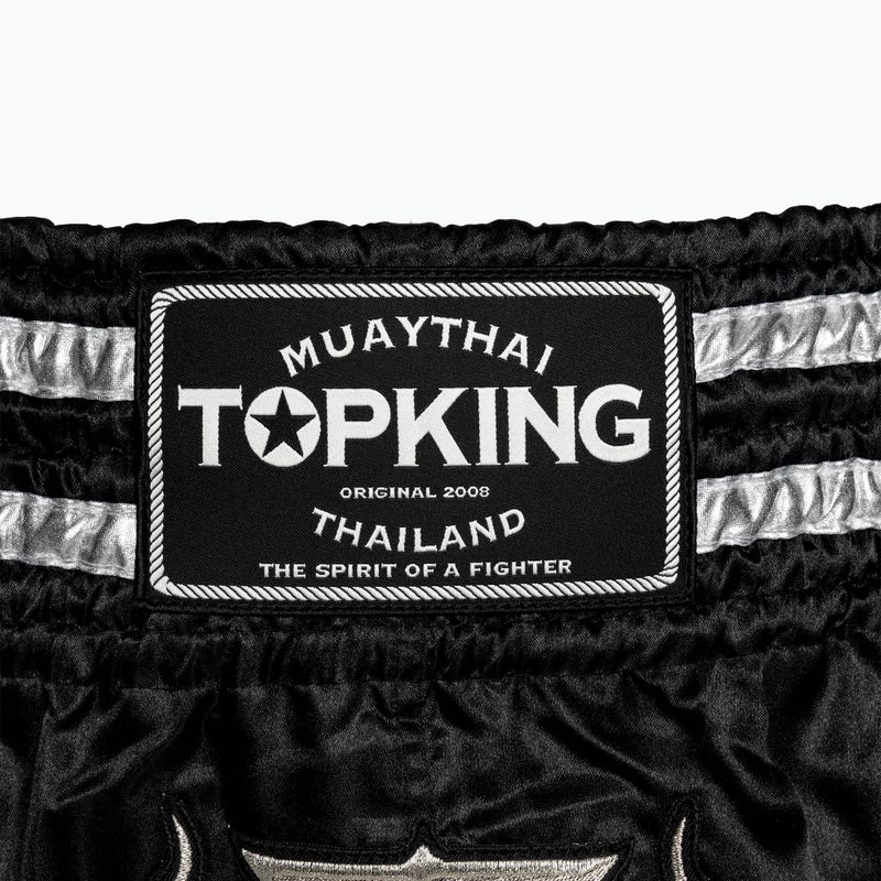Тренувальні шорти для кікбоксингу Top King чорні/сріблясті 3