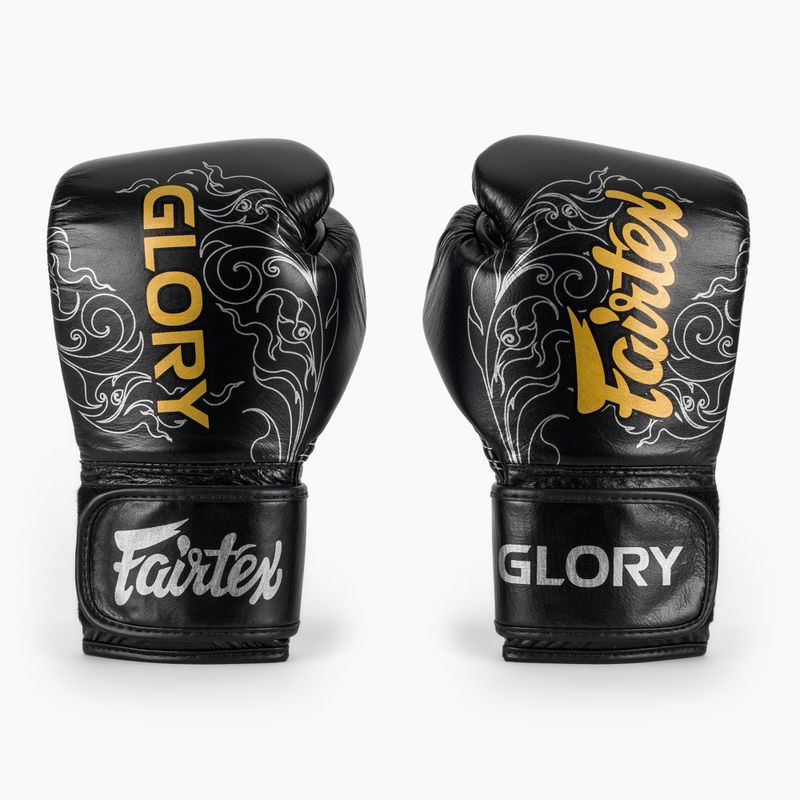Fairtex Glory Kickboxing Competition Тренувальні боксерські рукавички чорні/сріблясті 2