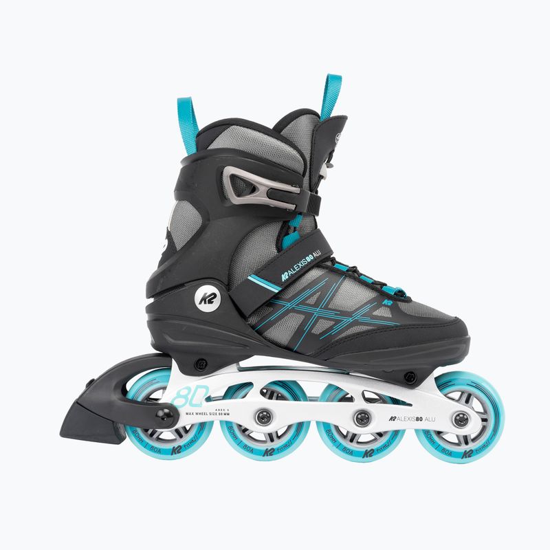 Роликові ковзани жіночі K2 Alexis 80 Alu grey/cyan 2