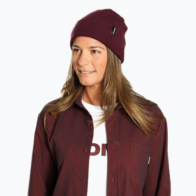 Шапка зимова Atomic Alps Rolled Cuff Beanie maroon 2