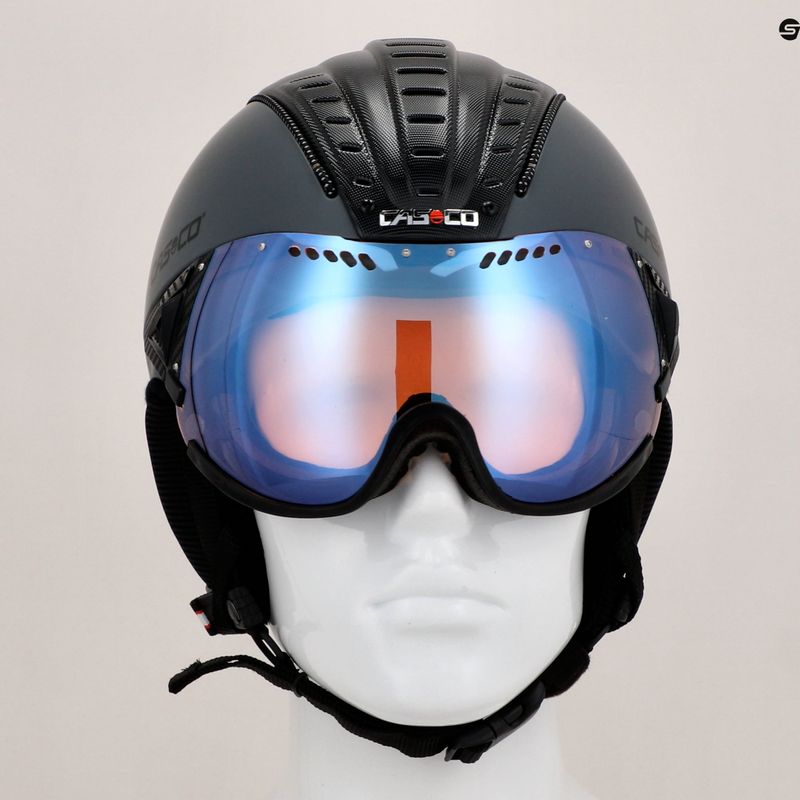 Гірськолижний шолом CASCO SP-2 Photomatic Visor структурований миш'яковий сірий/червоний 9