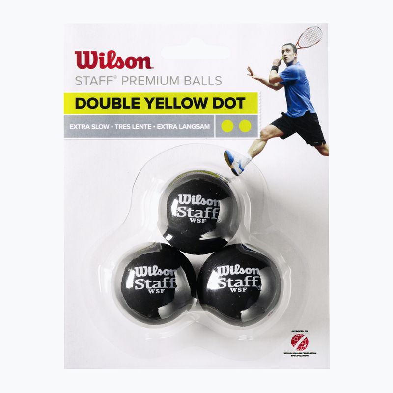 М'ячі для сквошу Wilson Staff Ball Double Yellow Dot 3 шт. black 2