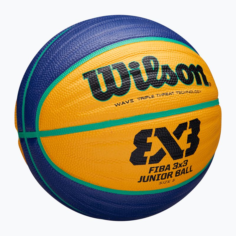 М'яч баскетбольний дитячий Wilson Fiba 3x3 Junior blue/yellow розмір 5 2
