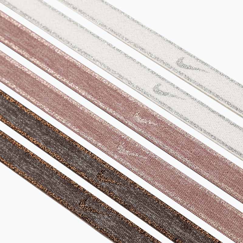 Наголов'я Nike Swoosh Sport Metallic 6 шт коричневий / димчасто-ліловий / сріблястий металік 3