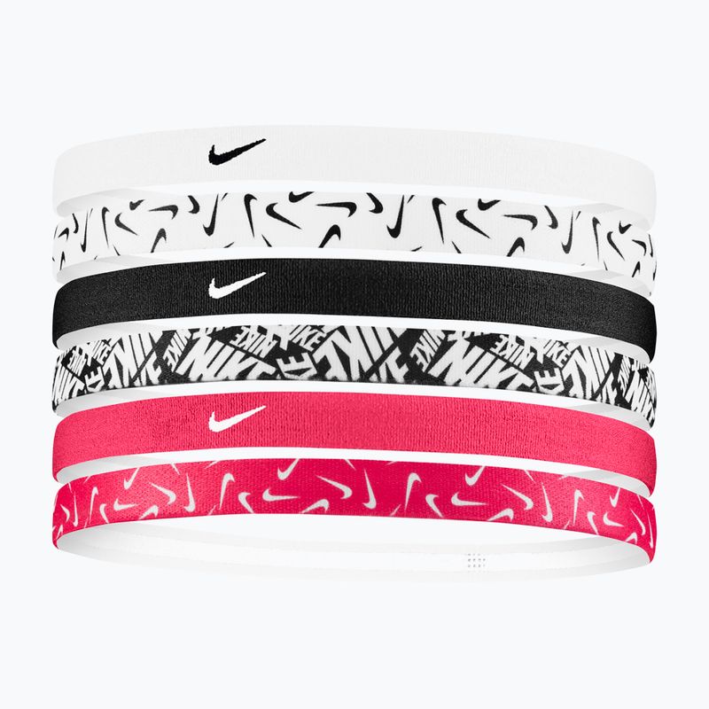 Пов'язки на голову Nike Headbands Printed 6 шт. white/aster pink/black