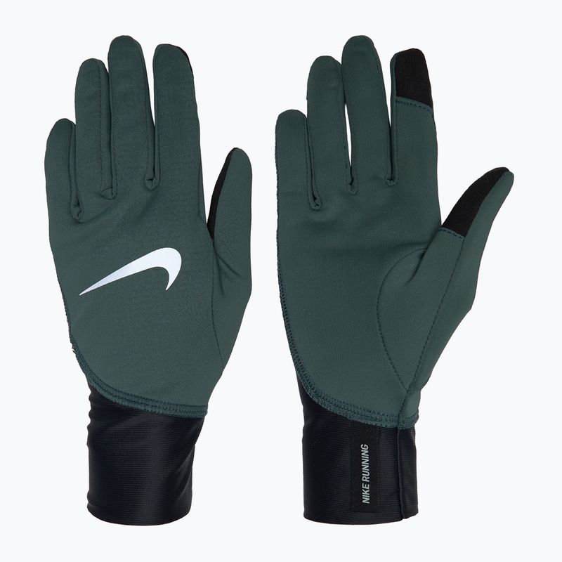 Жіночі бігові рукавички Nike Pacer Midweight RG вінтажні зелені/чорні/сріблясті