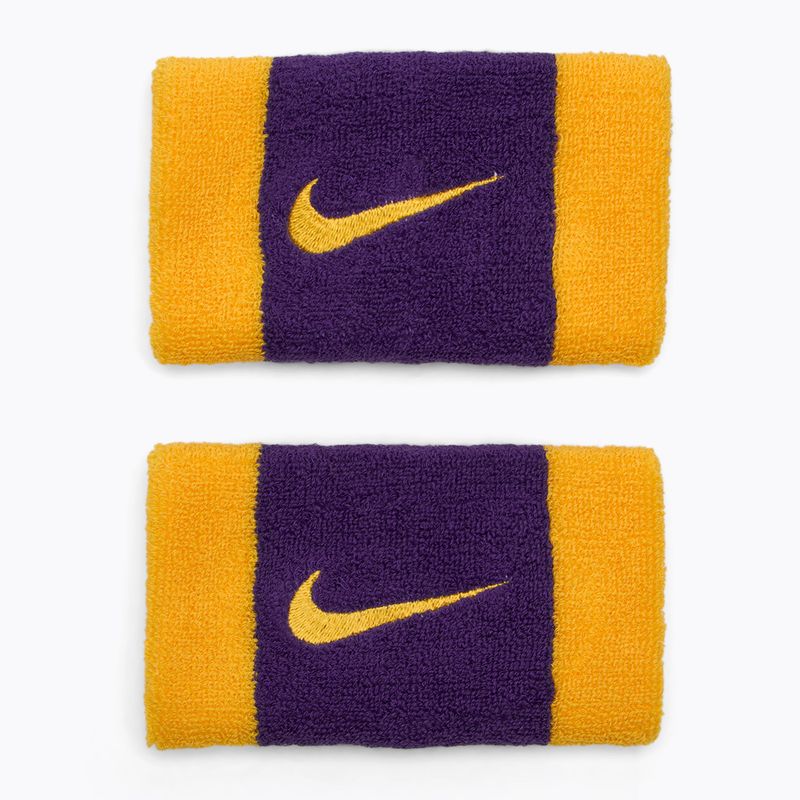Напульсники Nike Swoosh Doublewide Wristbands 2 шт. university gold/court purple/university gold