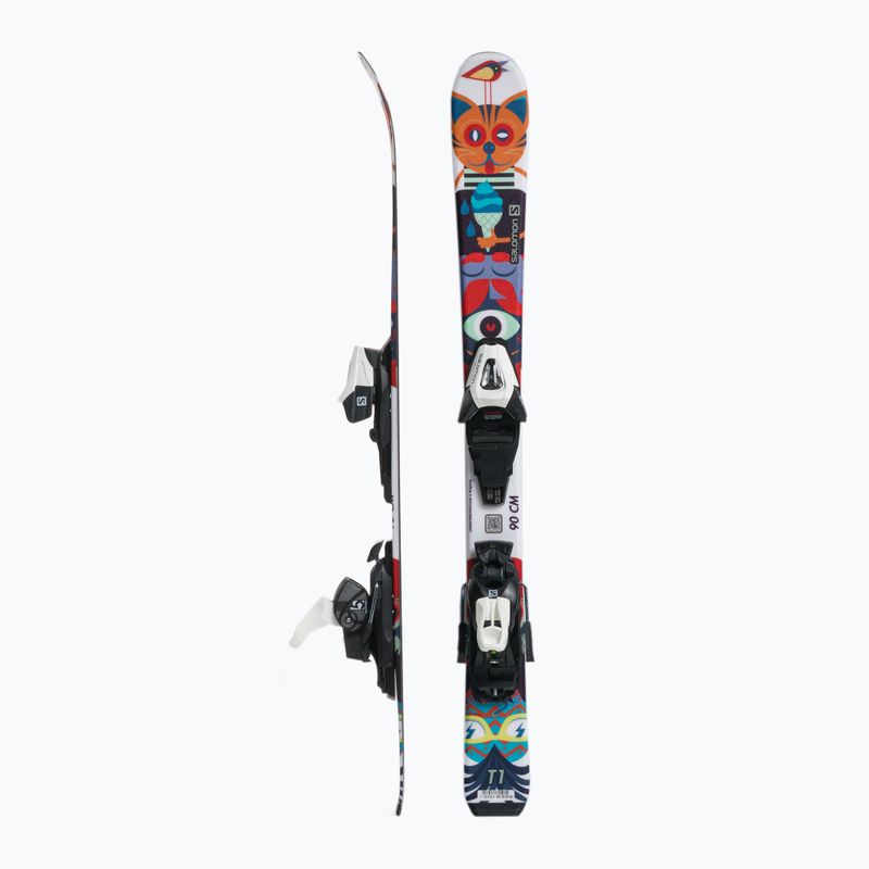 Лижі гірські дитячі Salomon T1 XS + C5 кольорові L40891100 2