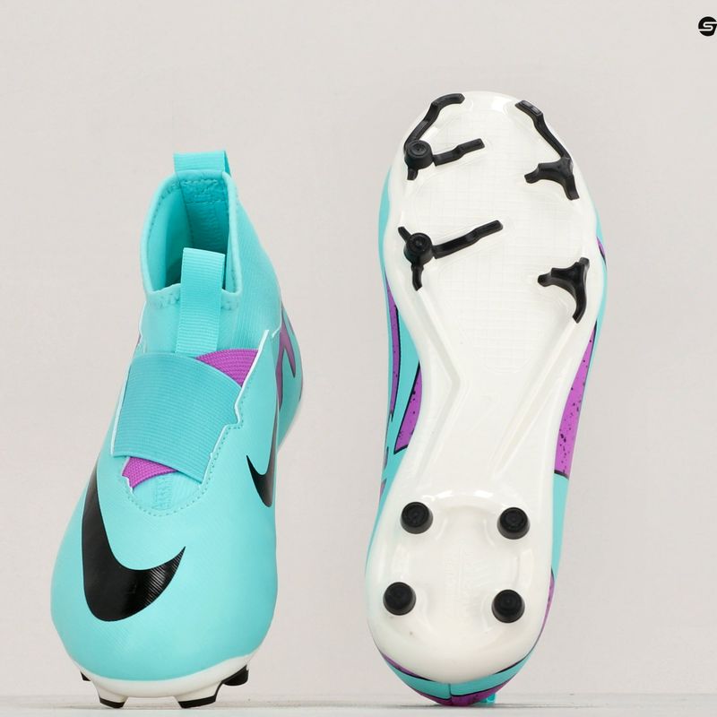 Футбольні бутси кросівки дитячі Nike Jr Zoom Mercurial Superfly 9 Academy FG/MG hyper turquoise/black/ white/fuchsia dream 8