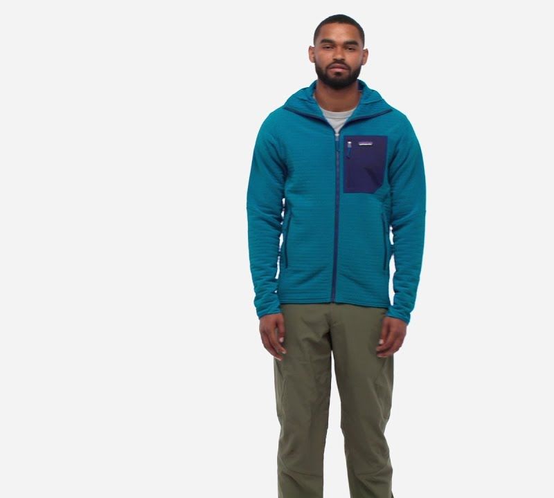 Чоловіча софтшелл-куртка Patagonia R2 TechFace Hoody з капюшоном синього кольору 12