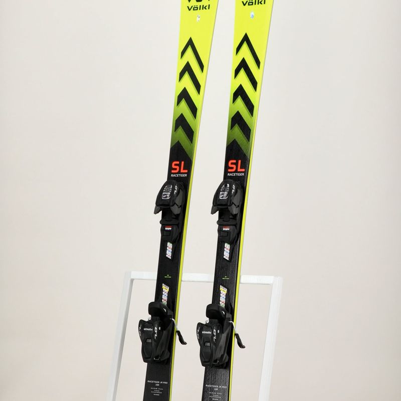 Дитячі гірські лижі Völkl Racetiger Junior Pro + 7.0 VMotion Jr flo жовті/чорні 7