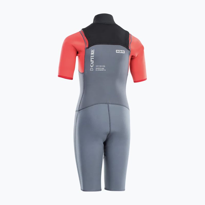 Гідрокостюм для серфінгу дитячий ION Capture 2/2 Shorty Back Zip Jr steel blue/red 2