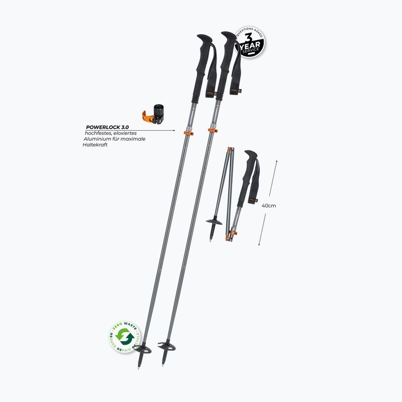 Палиці трекінгові Komperdell FX Lite Ti Vario silver/orange 2