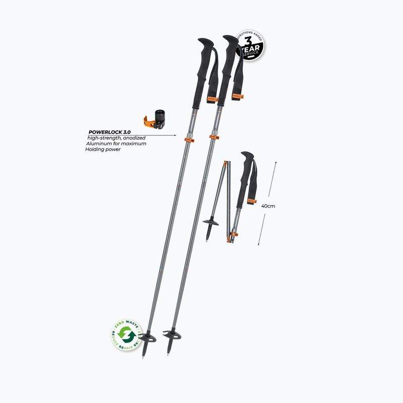 Палиці трекінгові Komperdell FX Lite Ti Vario Compact silver/orange 2