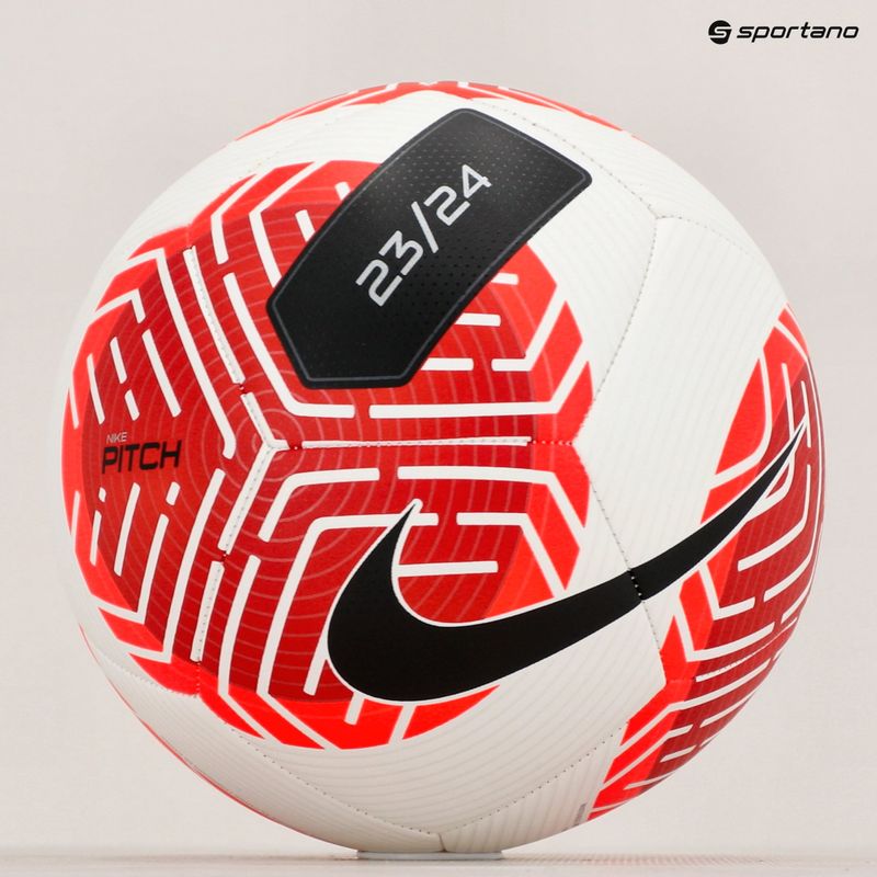 М'яч футбольний Nike Pitch white/black/bright crimson розмір 5 5