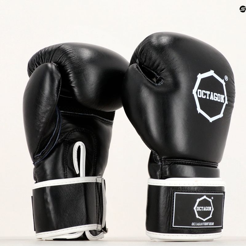 Боксерські рукавички Octagon Agat чорні/білі 10