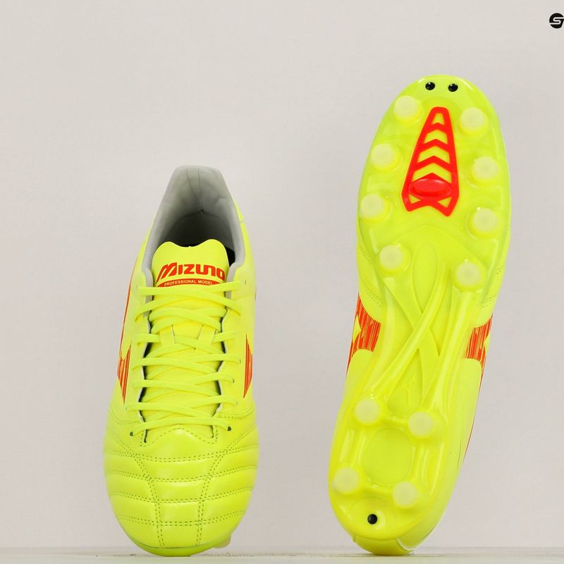 Кросівки футбольні чоловічі Mizuno Morelia Neo IV Pro MD safety yellow/fiery coral 2/galaxy silver 11