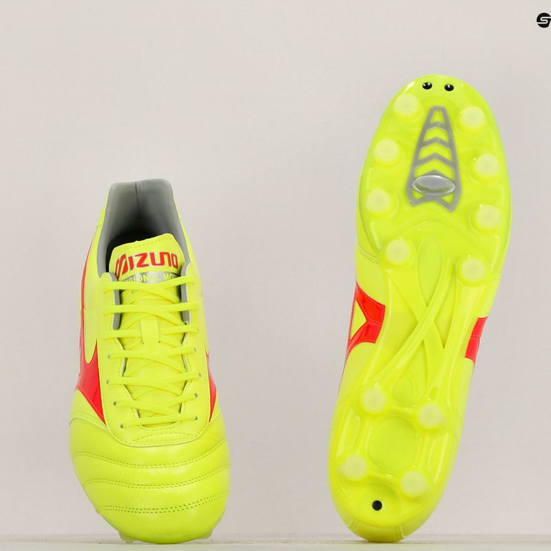 Кросівки футбольні чоловічі Mizuno Morelia II Pro MD safety yellow/fiery coral 2/galaxy silver 10