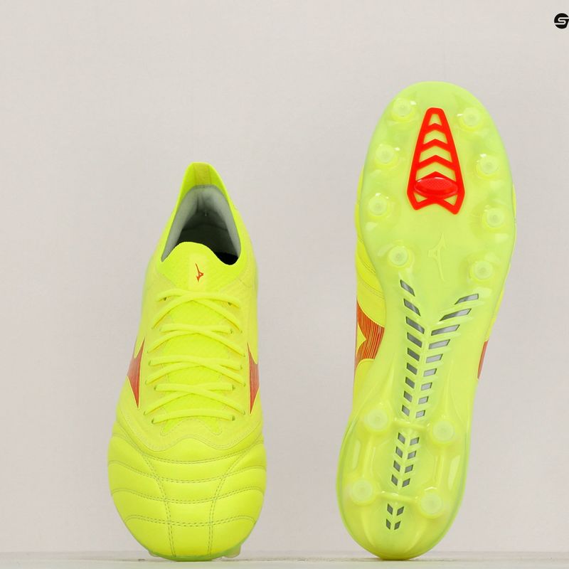 Кросівки футбольні чоловічі Mizuno Morelia Neo IV Β Elite MD safety yellow/fiery coral 2/galaxy silver 11