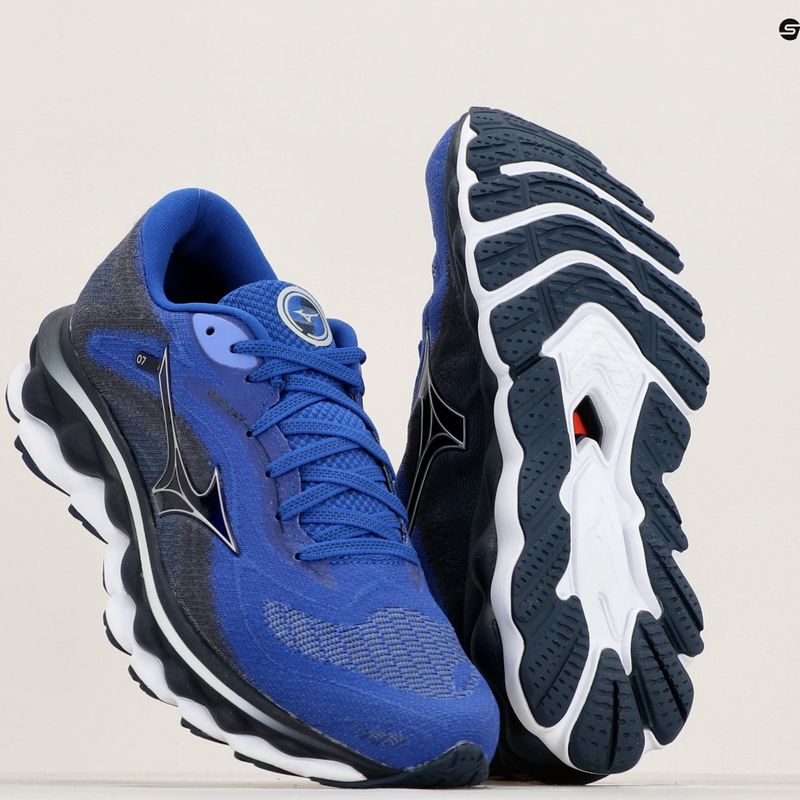 Чоловічі бігові кросівки Mizuno Wave Sky 7 серфінг в інтернеті/сріблясті/сукня сині 9