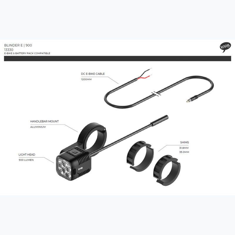 Ліхтарик велосипедний передній Knog Blinder E 900 чорний 4