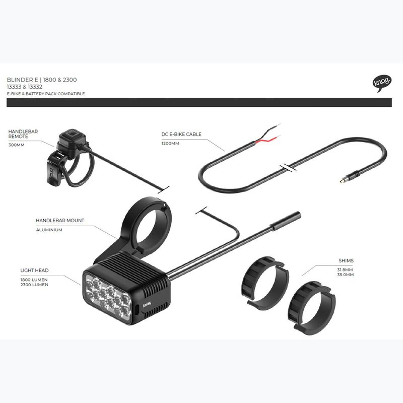 Ліхтарик велосипедний передній Knog Blinder E 1800 чорний 5